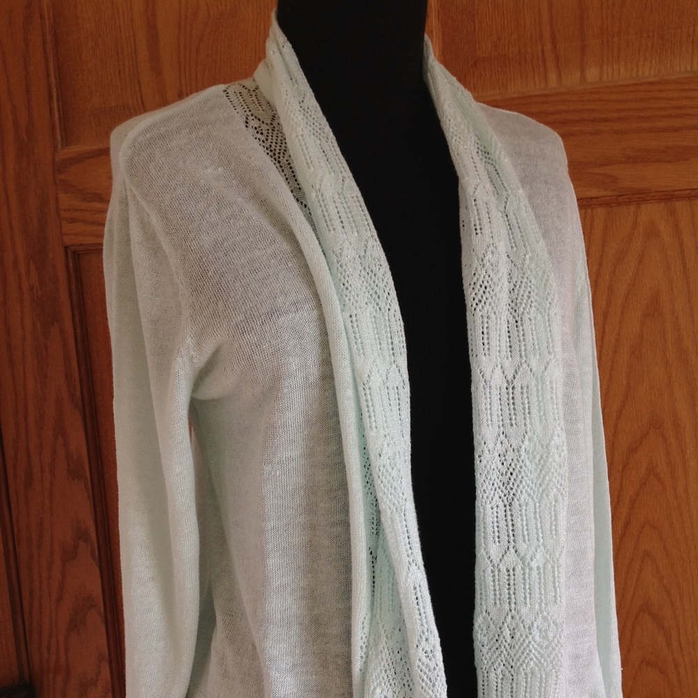 Pastel blue 3/4 sleeves knit cardigan euc